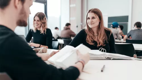 Studierende bei Gruppenarbeit.